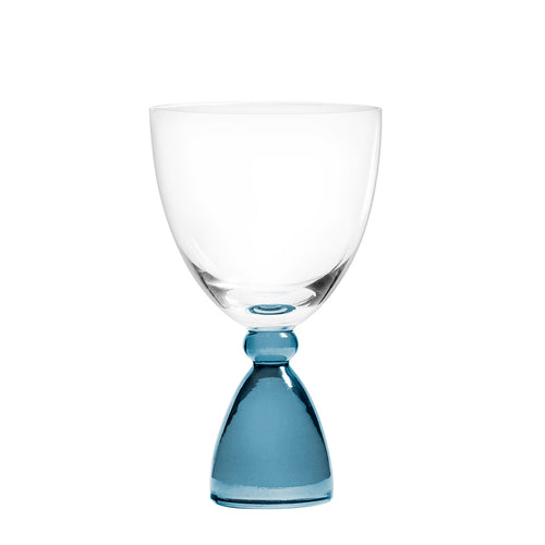 Mundblæst DotCom hvidvinsglas, stålblå - designet af Pernille Bülow