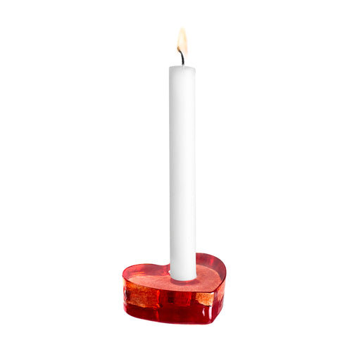 Heart candlestick, red