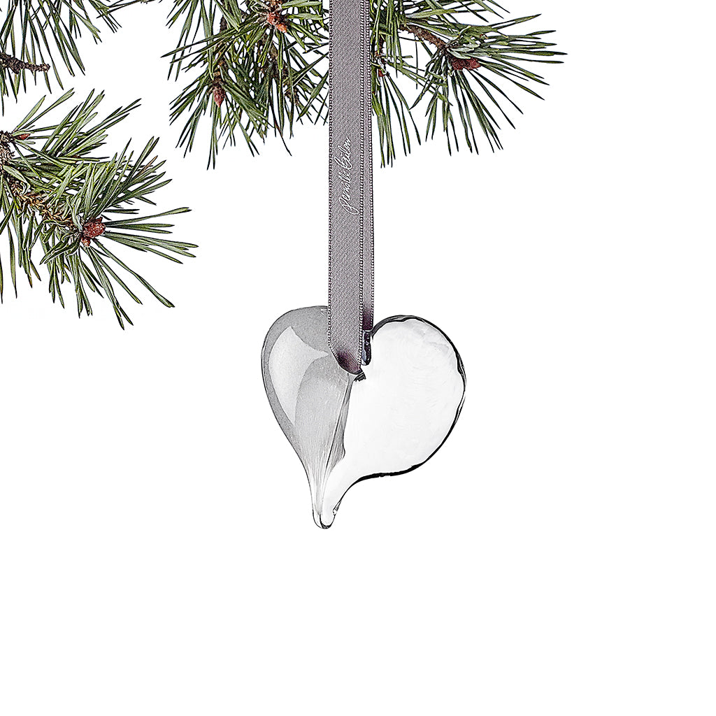 Heart Christmas ornament, clear/grey