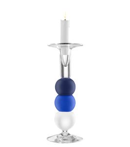 Mundblæst Triple lysestage, blå - designet af Pernille Bülow